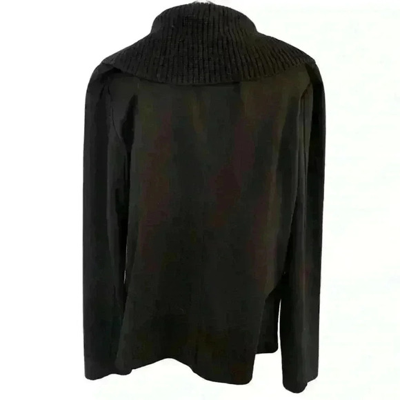 Dana Buchman Open Front Cardigan Flutter Lapel Size M/L Black Lightweight Fall - Picture 6 of 9